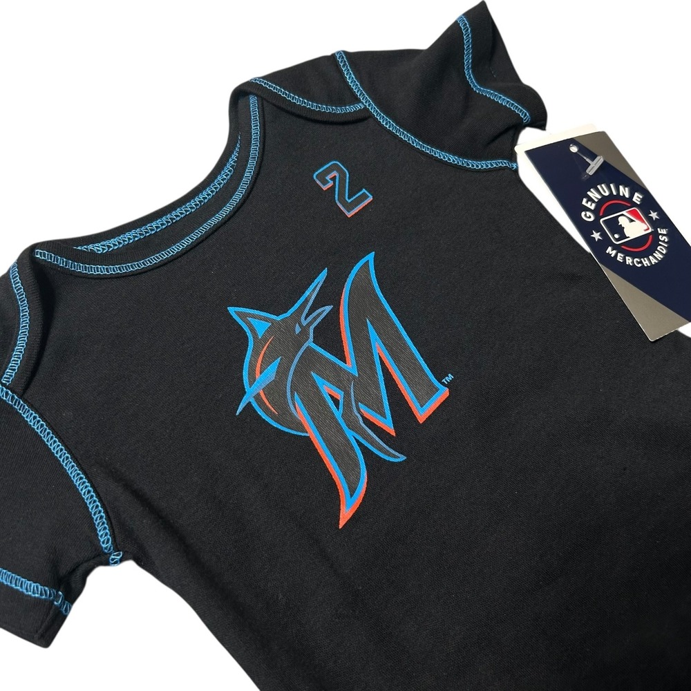 NEW Miami Marlin Bodysuit Infant 0/3M Black Chisholm Jr. Bodysuit‎ Jersey #2 MLB